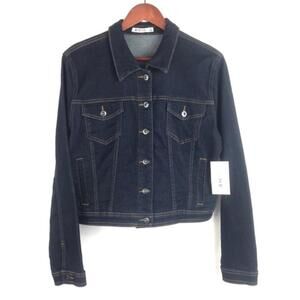 Justfab Dark Wash Cropped Denim Jacket Women's XL Button Front Classic Fit